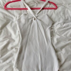 Abercrombie & Fitch Kids Cream Ribbed Bodysuit